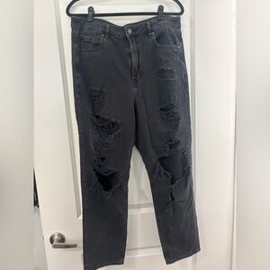 American Eagle Outfitters Black Distressed Boyfriend Jeans